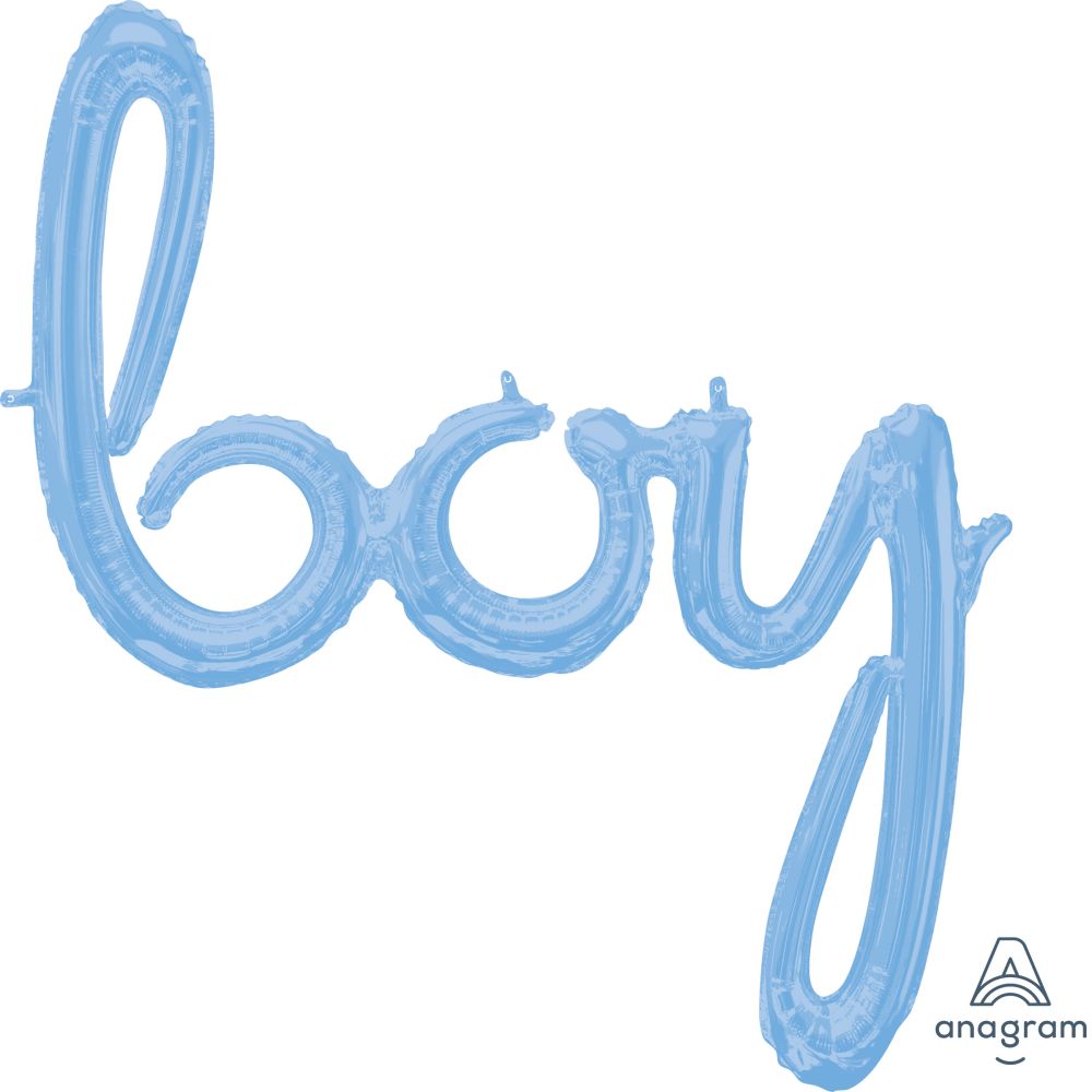 Script Phrase Boy Pastel Blue Balloon