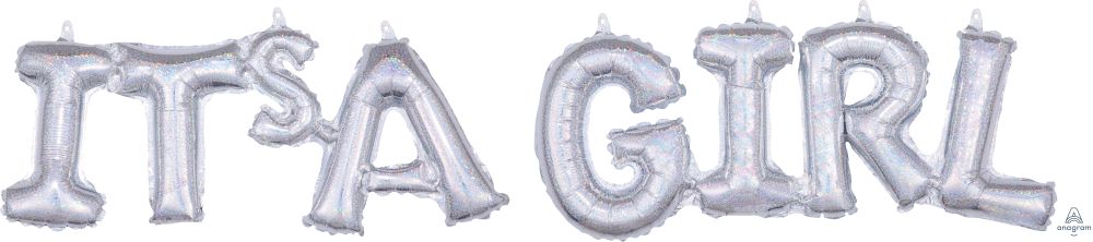 Phrase It's A Girl Holographic Balloon