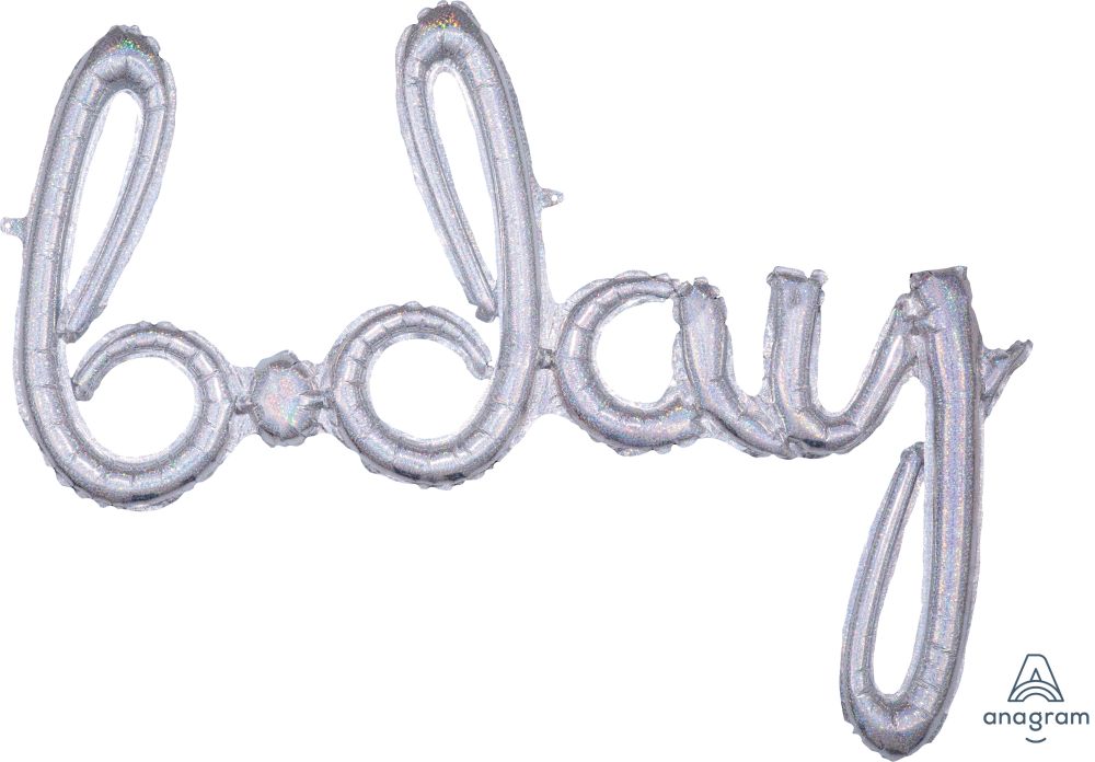 Script Phrase Bday Holographic Balloon