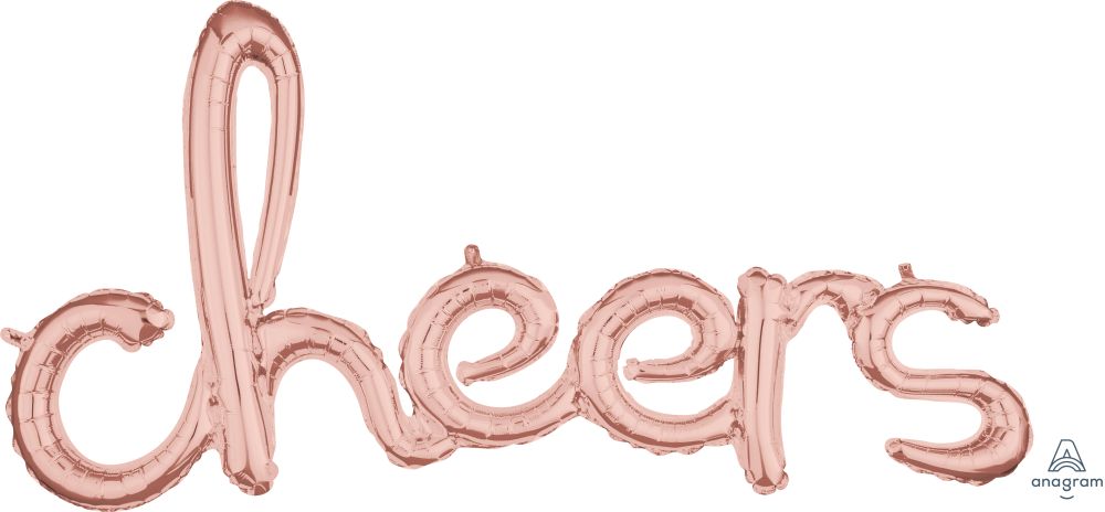 Script Phrase Cheers Rose Gold Balloon