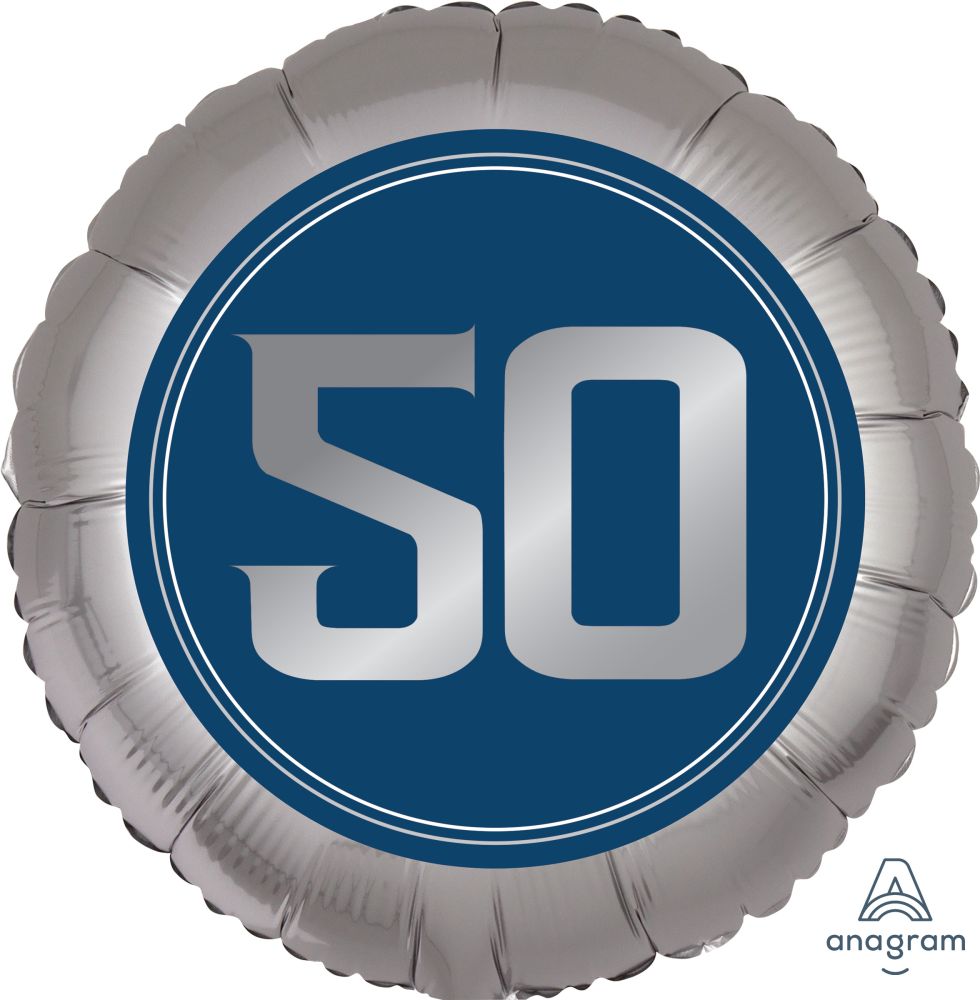 18" Satin Happy Birthday Man 50 Balloon