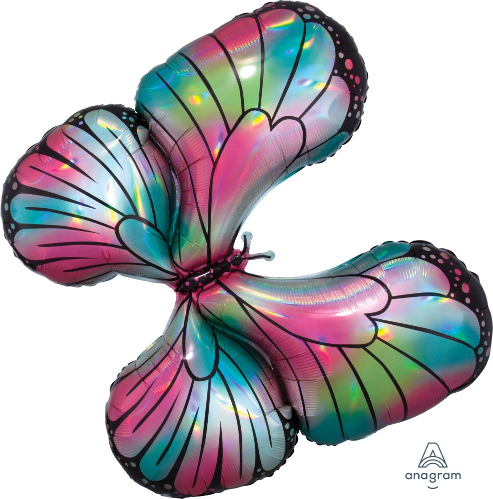 SuperShape Iridescent Teal & Pink Butterfly Balloon