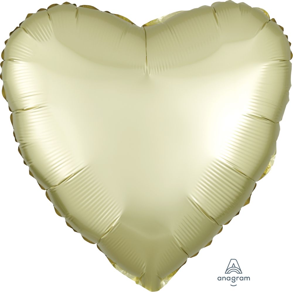 18" Satin Luxe Pastel Yellow Heart Balloon