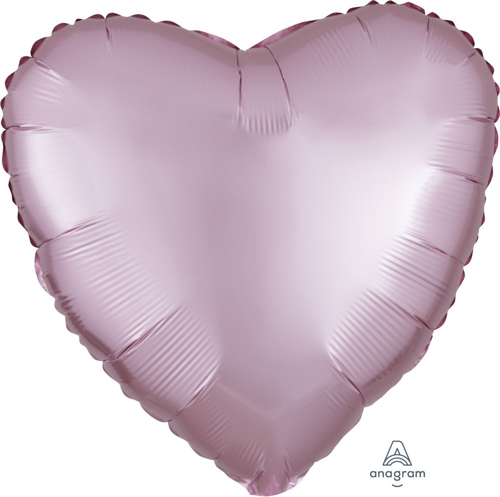 18" Satin Luxe Pastel Pink Heart Balloon