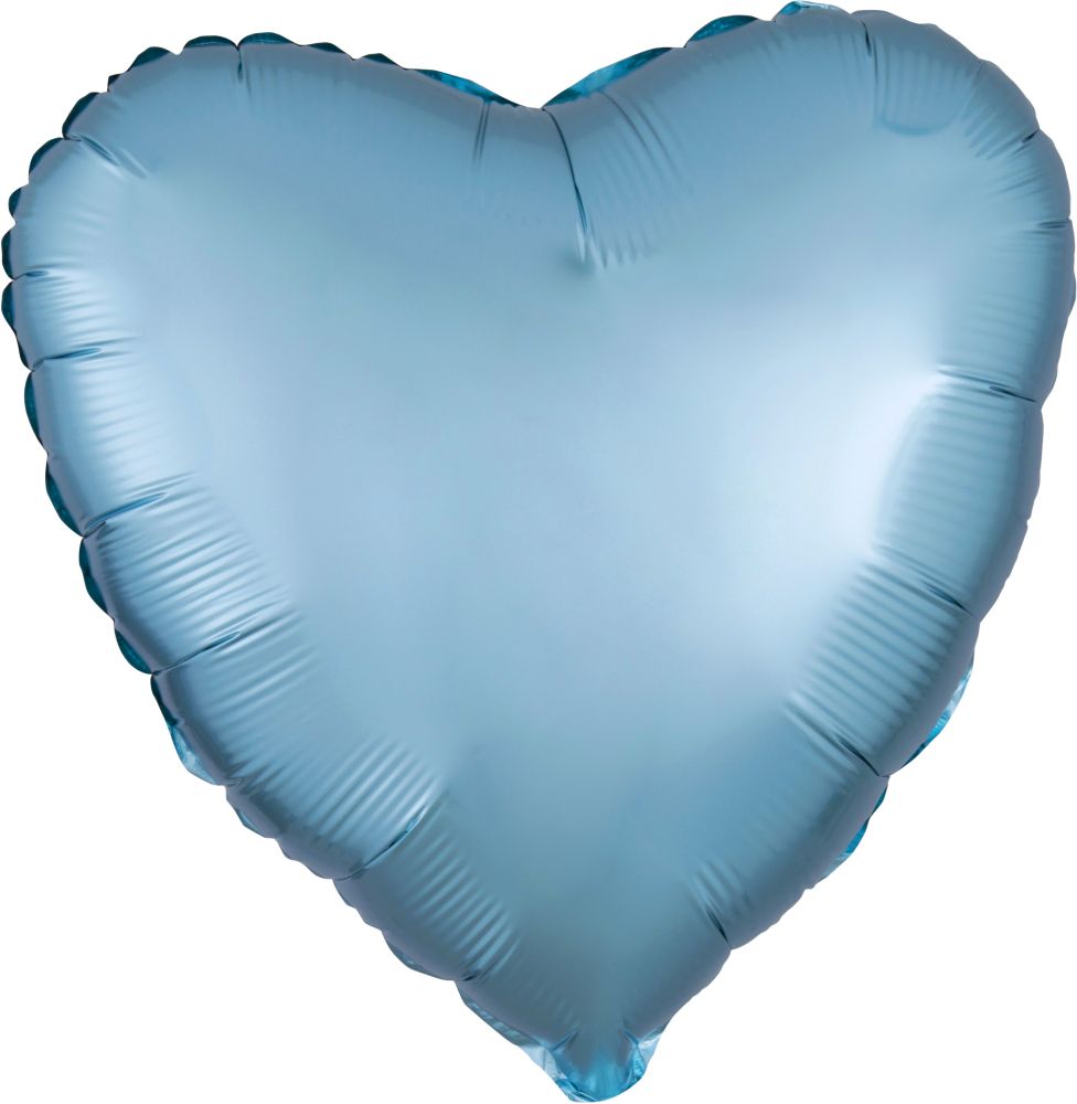 18" Satin Luxe Pastel Blue Heart Balloon