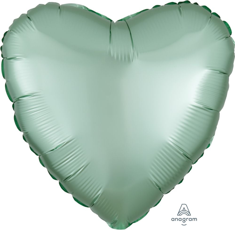 18" Satin Luxe Mint Green Heart Balloon