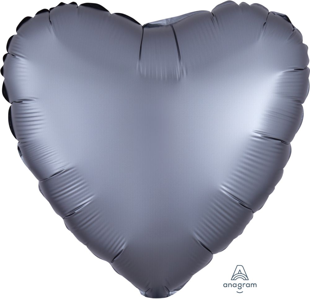 18" Satin Luxe Graphite Heart (non-packaged) Balloon