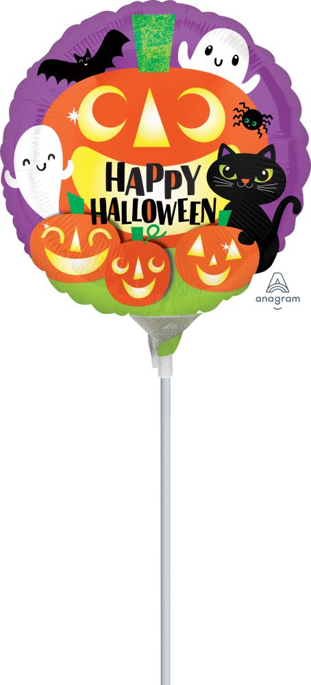 09" Happy Halloween Friends Balloon (Inflated with Cup and Stick)