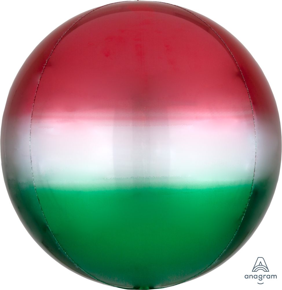 Orbz 16" Ombre Red & Green Balloon