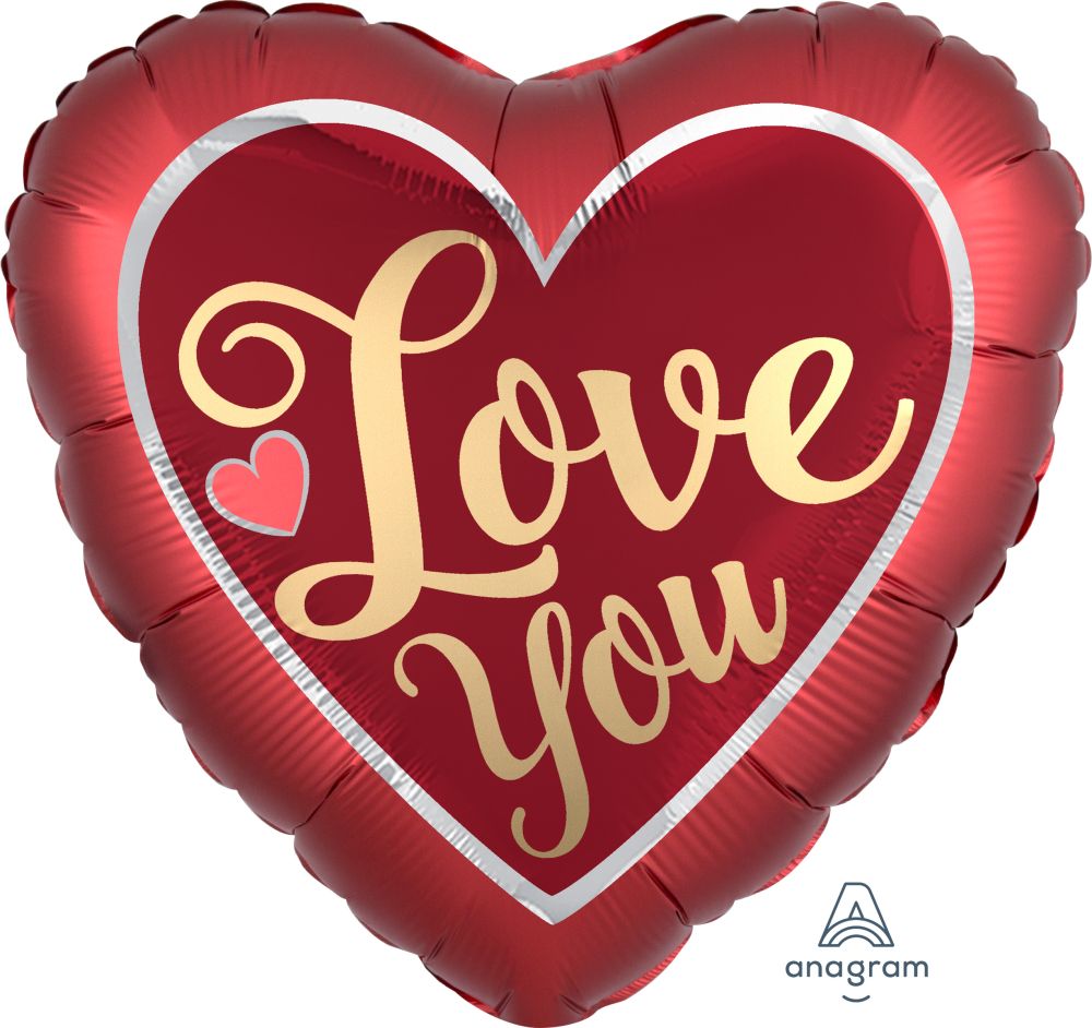 Jumbo Satin Sangria and Gold Love You Balloon