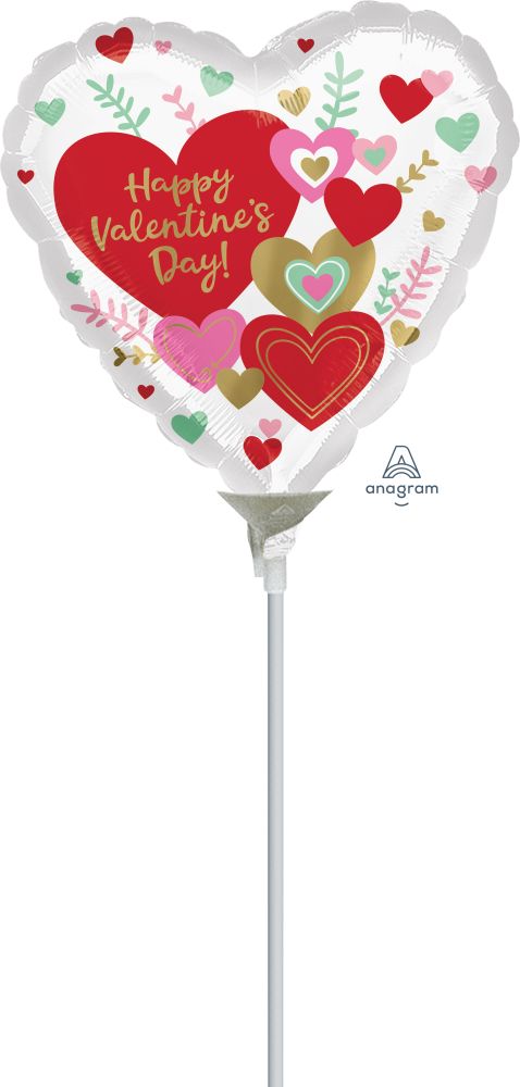 09" Valentine Wishes Balloon (Inflated with Cup and Stick)