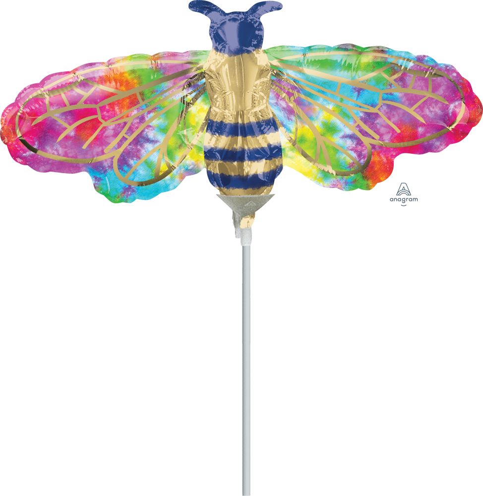MiniShape Tie-Dye Bee Balloon (Inflated with Cup and Stick)
