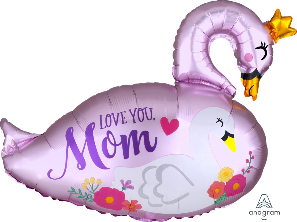 SuperShape Satin Mama and Baby Swan Balloon