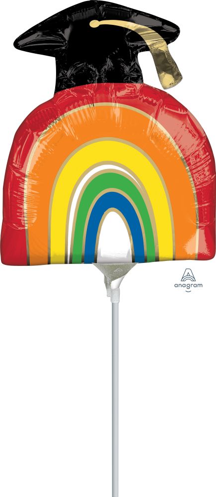MiniShape Grad Rainbow Balloon (Inflated with Cup and Stick)