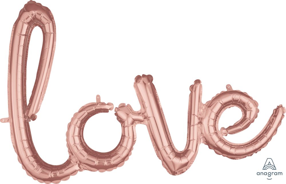 Script Phrase Love Rose Gold Balloon