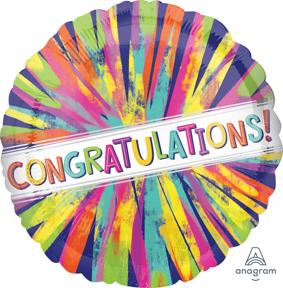 18" Congrats Painterly Burst Balloon