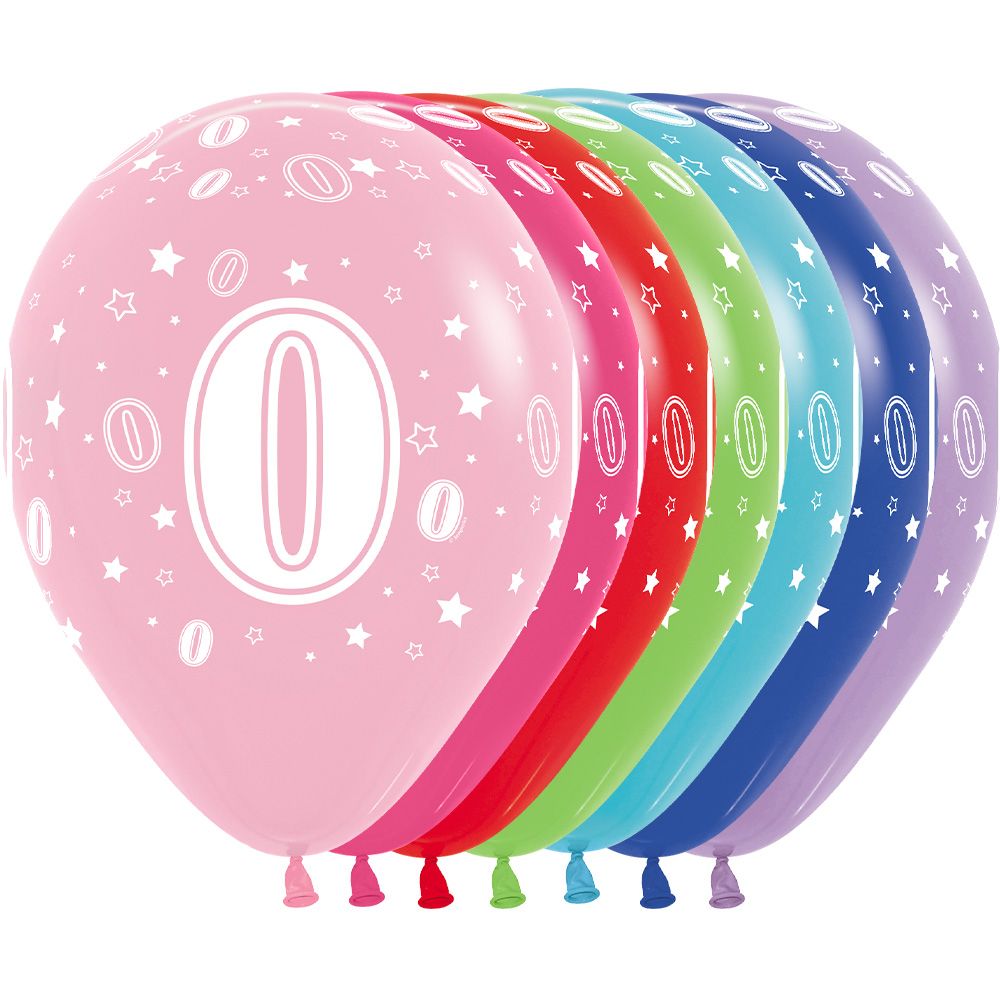 11" Number 0 Assortment (50pcs) Balloons