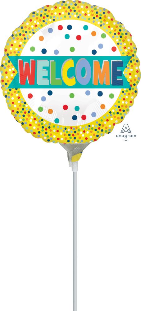 09" Welcome Lots of Dots Balloon (Inflated with Cup and Stick)
