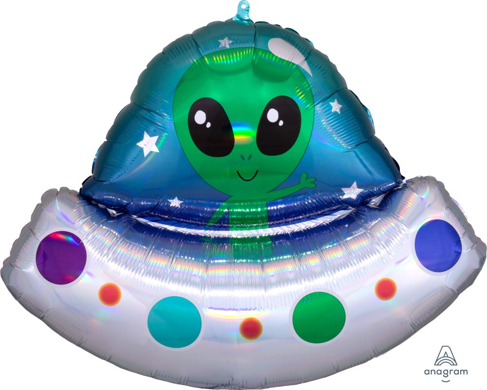 SuperShape Iridescent Alien Space Ship Iridescent Balloon