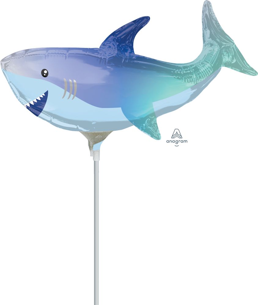 MiniShape Shark Balloon (Inflated with Cup and Stick)
