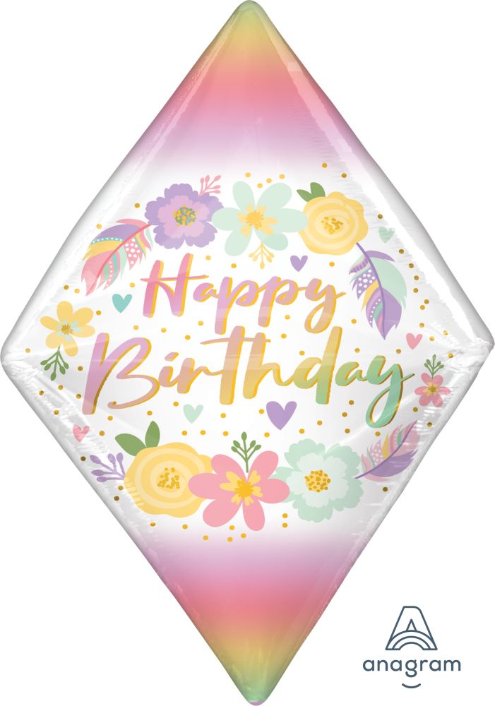 UltraShape Anglez Birthday Boho Gem Balloon