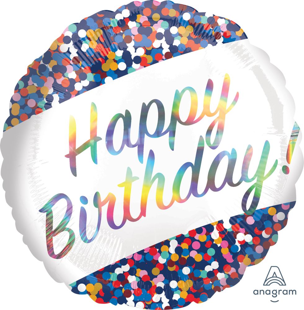 18" Iridescent Birthday Confetti Balloon