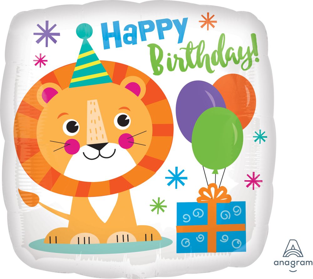 18" Happy Lion Birthday Balloon