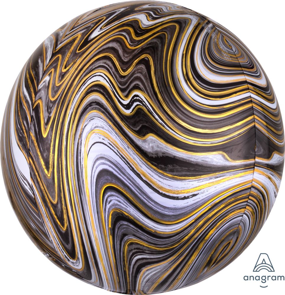 Orbz Marblez 16" Black Balloon