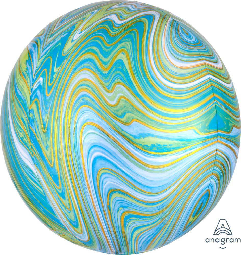 Orbz Marblez 16" Blue Green Balloon