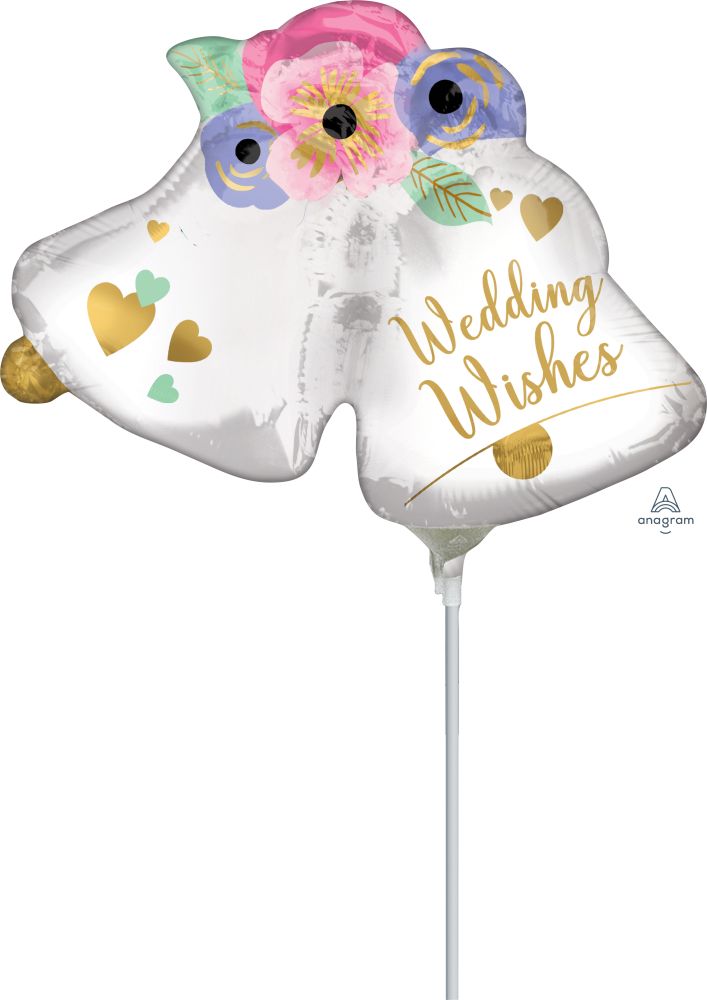 MiniShape Wedding Bells Balloon (Inflated with Cup and Stick)