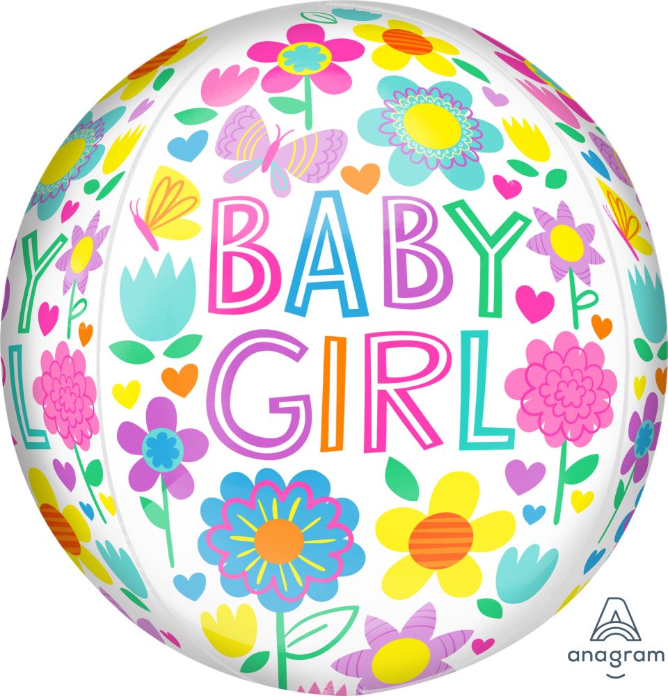 Orbz Baby Girl Floral Butterfly Balloon