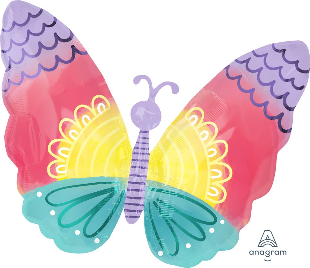 18" Shape Pastel Tie Dye Butterfly Balloon