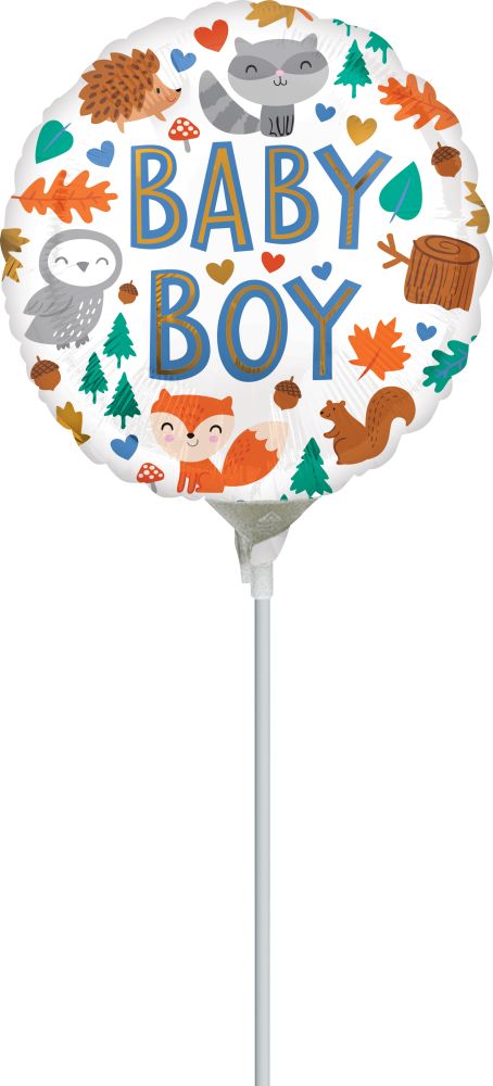 09" Baby Boy Woodland Fun Balloon (Inflated with Cup and Stick)
