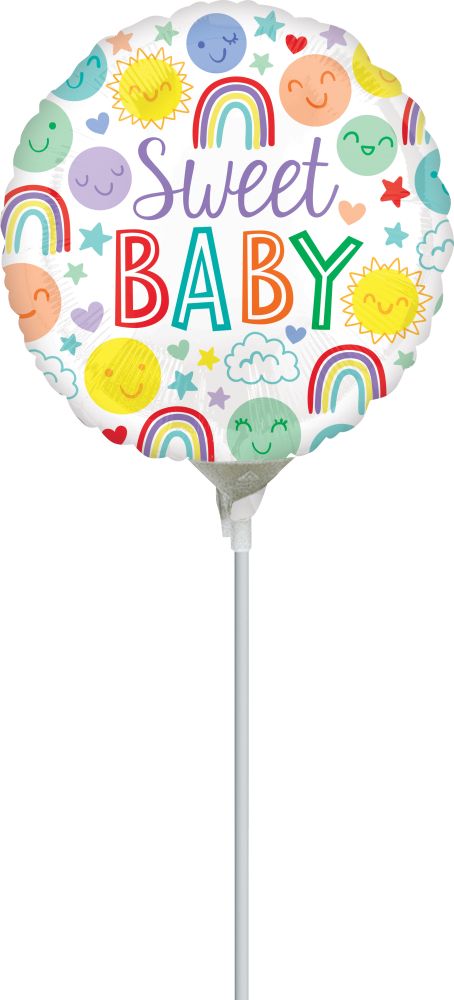 09" Sweet Baby Icons Balloon (Inflated with Cup and Stick)