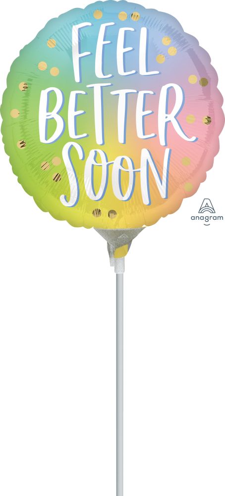 09" Feel Better Ombre Balloon (Inflated with Cup and Stick)