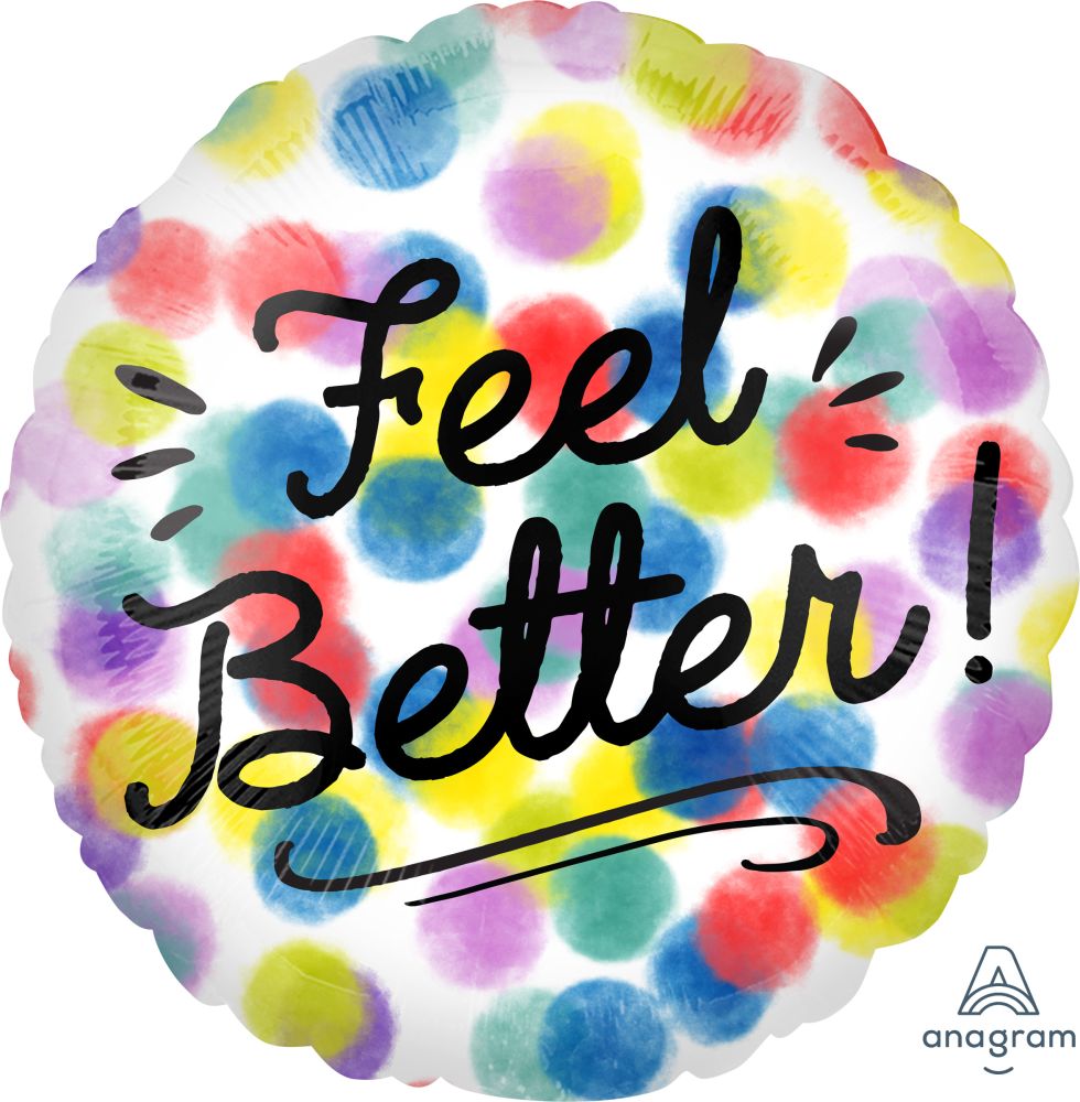 18" Feel Better Watercolor Dots Balloon