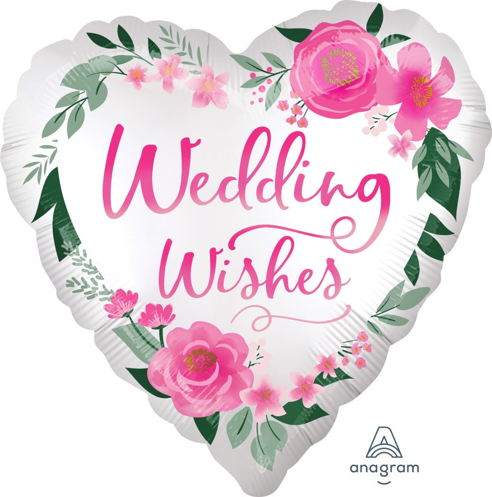 18" Satin Wedding Wishes Balloon