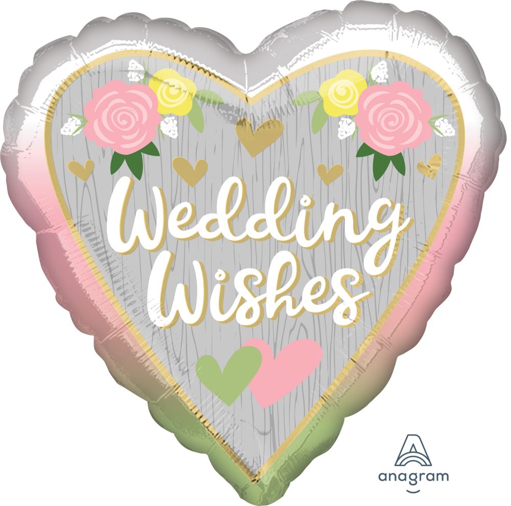 18" Wedding Wishes Ombre Balloon