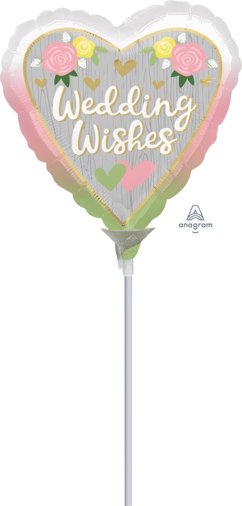 09" Wedding Wishes Ombre Balloon (Inflated with Cup and Stick)