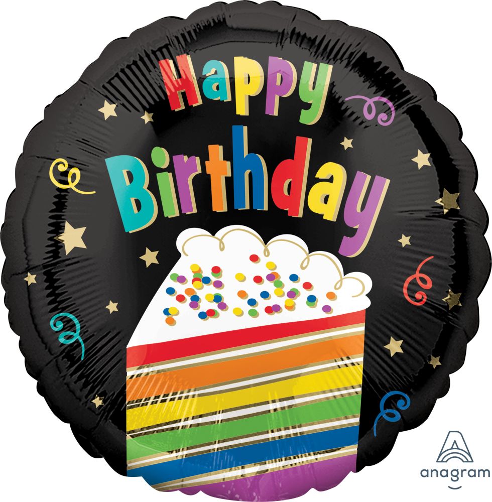 18" Happy Birthday Rainbow Cake Slice Balloon
