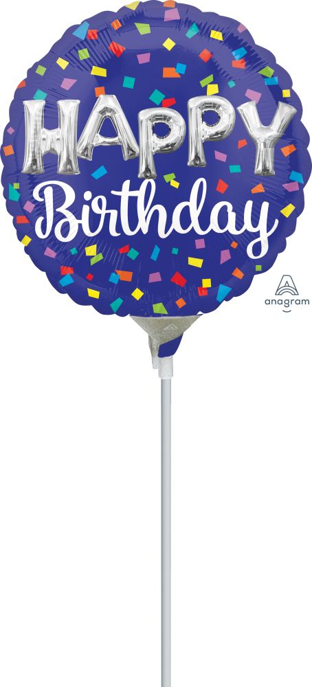 09" Happy Birthday Balloon Letters (Inflated with Cup and Stick)