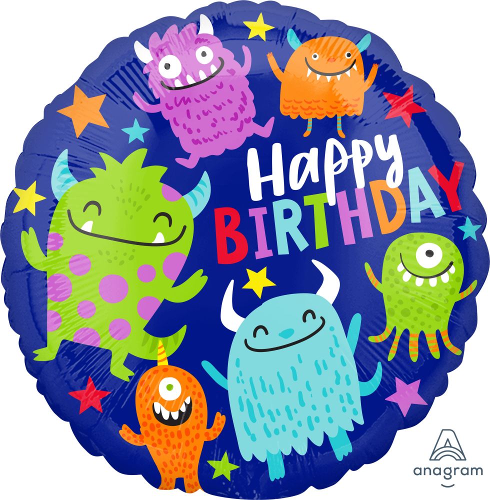 18" Happy Little Monsters Birthday Balloon