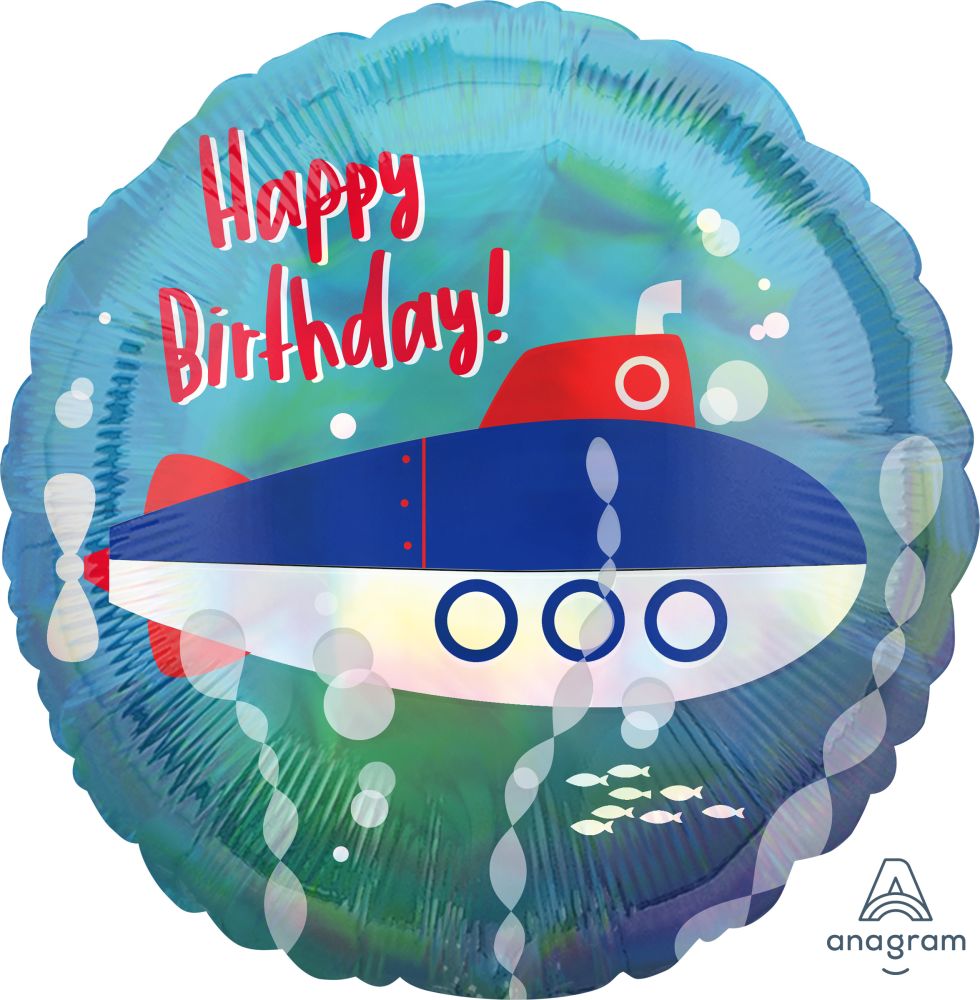 18" Iridescent Submarine Birthday Balloon