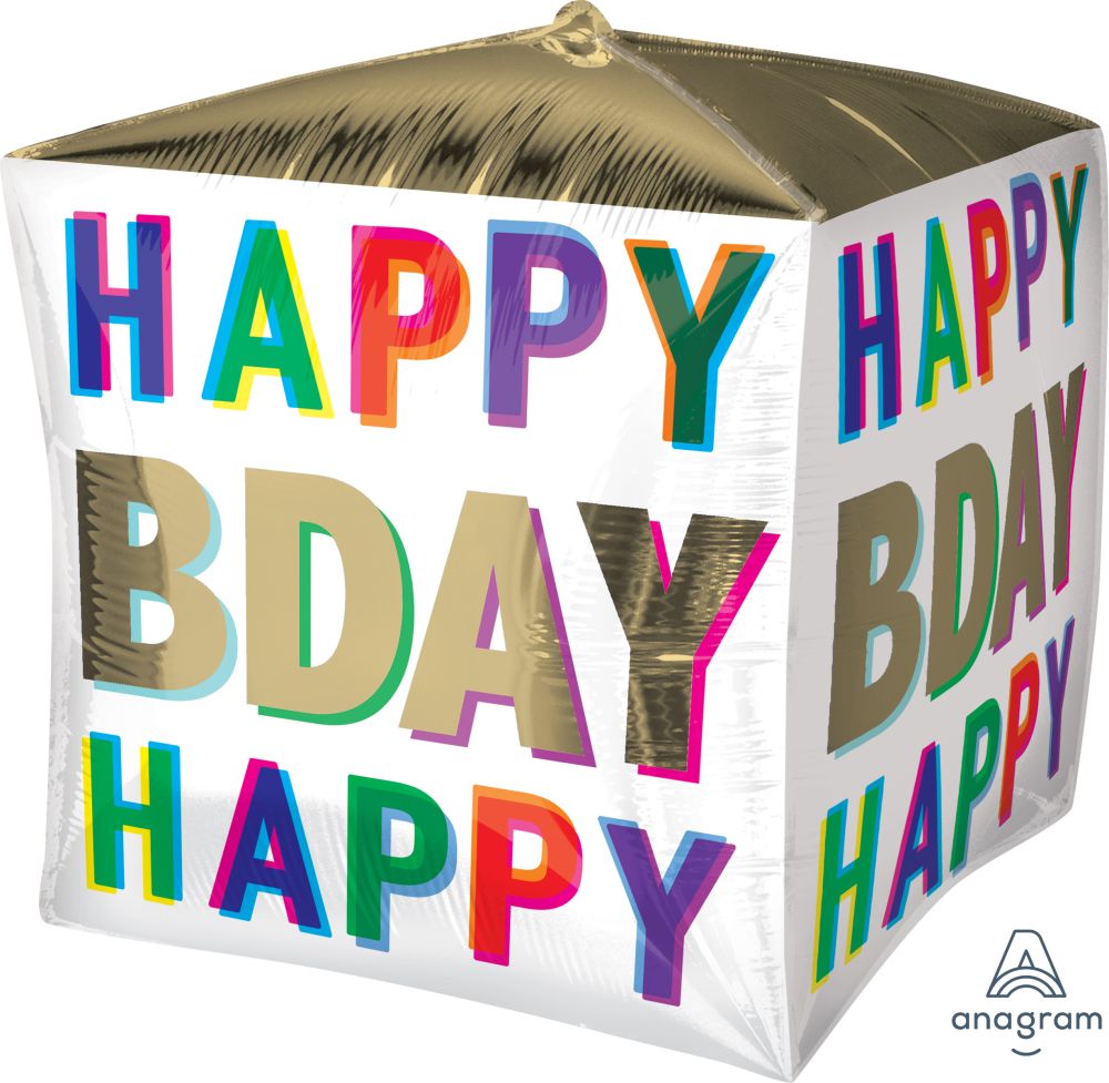 UltraShape Cubez Birthday Offset Letters Balloon