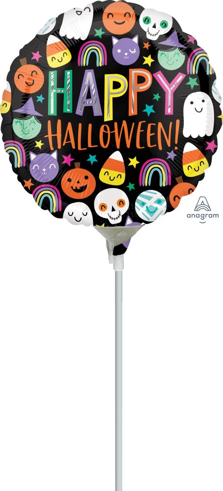 04" Halloween Happy Faces Balloon (Inflated with Cup and Stick)