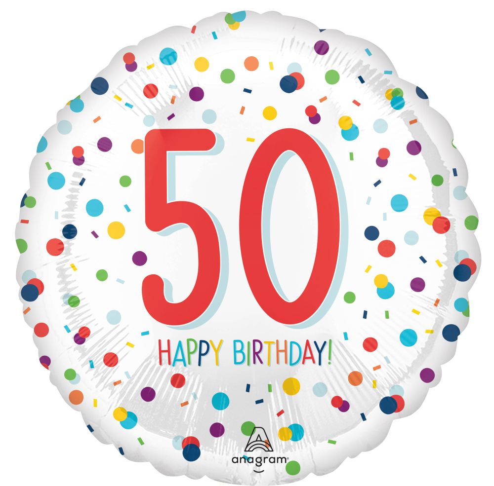 Standard Confetti Birthday 50 Balloon