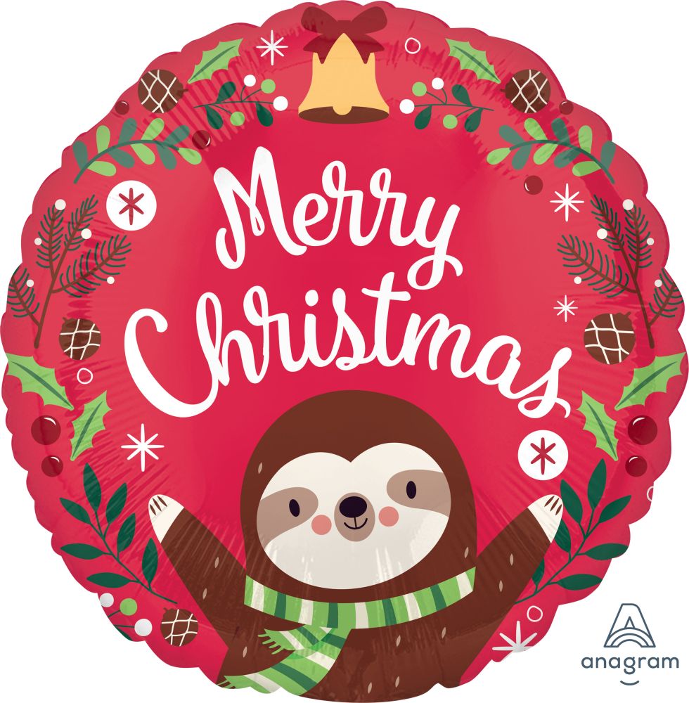 18" Sloth Christmas Balloon