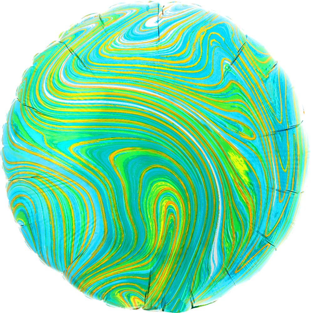 18" Marblez Blue Green Circle Balloon