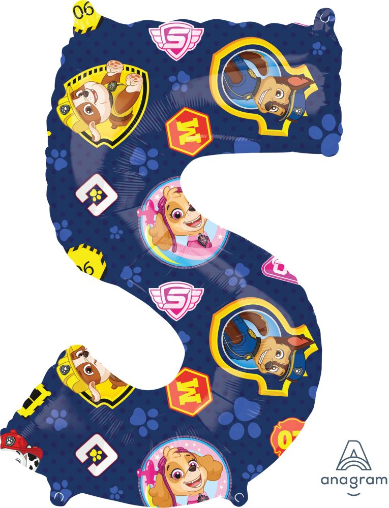 26" Paw Patrol Number 5 Balloon