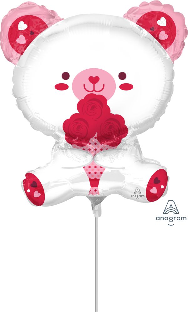 MiniShape White Bear Balloon (Inflated with Cup and Stick)